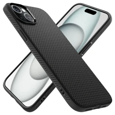 Abbildung von Spigen Hülle für iPhone 15 Liquid Air Case Handyhülle Schutzhülle Cover Dünn Slim Schwarz