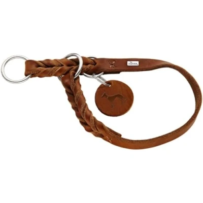 Abbildung von HUNTER Solid Education Dressurhalsung für Hunde, Leder, Geflochten, Robust, Weich, Cognac, 40 45 (M)