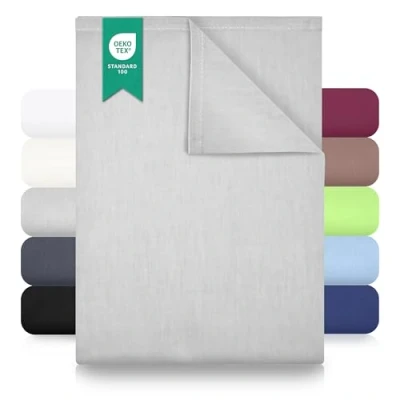 Abbildung von GREEN MARK Textilien Klassische Bettlaken Betttuch Laken Leintuch Haustuch 100% Baumwolle ohne Gummizug vielen Größen und Farben Größe: 180x275 cm, Silber gra