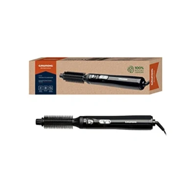 Abbildung von GRUNDIG HS 3020, Volumen und Lockenstyler, Stylingbürste, mit 2 Rundbürsten, Abroll Automatik, abnehmbarem Bürstenkopf, 400 Watt Leistung, für langes Haar geeignet, schwarz silber