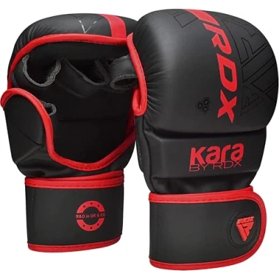 Abbildung von RDX MMA Handschuhe für Kampfsport Grappling Training, Maya Hide Leder Kara Sparring Handschuhe, Punchinghandschuhe Muay Thai, Kickboxen, Freefight, Boxsack Gloves (MEHRWEG)