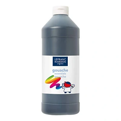 Abbildung von Lefranc Bourgeois 188523 Value Kinder Gouachefarbe auf Wasserbasis, leuchtende Farben, deckend, gebrauchsfertig, abwaschbar, Dosieröffnung, 1000ml Flasche Schwarz