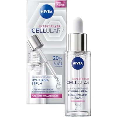 Abbildung von NIVEA Cellular Expert Filler Aufpolsterndes Hyaluron Serum (30 ml), leichtes und schnell einziehendes Serum, nicht klebendes Anti Falten mit 20% Hydra Elixir