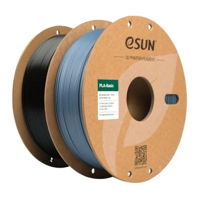 Abbildung von eSUN PLA Filament 1.75mm, Basic 3D Drucker Maßgenauigkeit +/ 0.03mm, 1KG pro Spule, 2 Spulen Druck Filament, Grau+Schwarz
