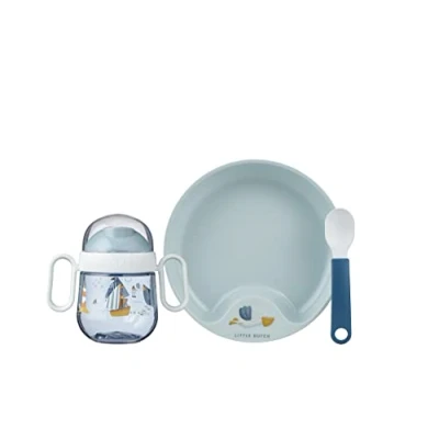 Abbildung von Mepal Baby 3er Geschirrset Mio Inklusive auslaufsicherem Trinkbecher, Lernteller &amp; Lernlöffel Spülmaschinengeeignet BPA frei Set Sailors Bay