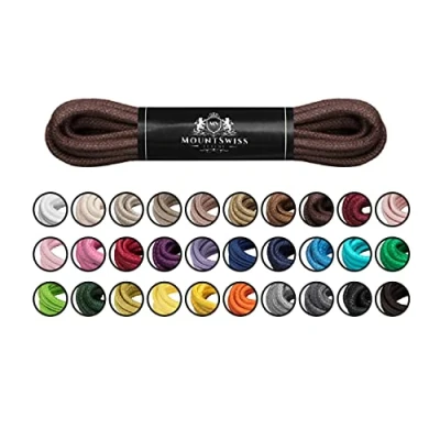 Abbildung von Mount Swiss Luxury Schuhbänder I Wasserabweisende und reißfeste Schnürsenkel rund ø 2 3 mm aus feiner Baumwolle/gewachst Farbe: Brown, Länge: 110 cm