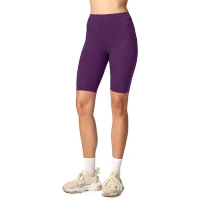 Abbildung von Merry Style Damen Sport Leggings kurz Sportleggings Radlerhose Sporthose aus Viskose MS10 145 (Pflaume, L)