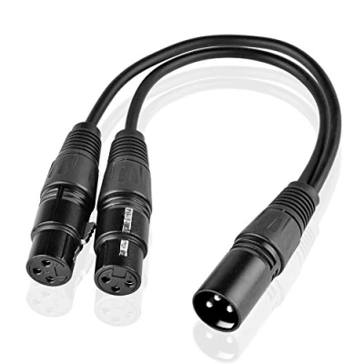 Abbildung von SIENOC 30cm Mikrofon Stecker Kabel 3pin XLR Male to Dual 2 Female Y Splitter Adapter (XLR(M) (F) x 2, Schwarz)