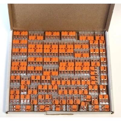 Abbildung von Wago 221 Kabelverbinder Set 75 Stück (25x221 412, 25x221 413, 415) mit wiederverschließbarer Box