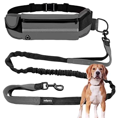 Abbildung von Edipets, Joggingleine Hunde, Freihändig, Laufen, Wandern, Gurtband, Anti Stress, Reflektierend, 160 220 cm (Grau)