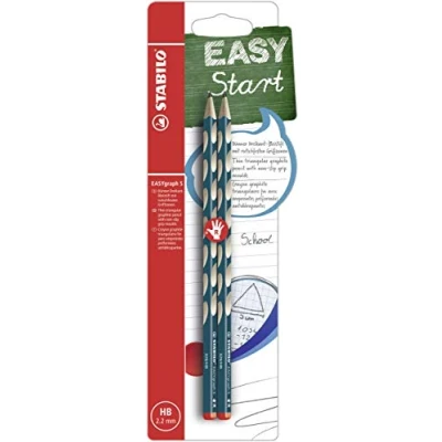 Abbildung von STABILO Schmaler Dreikant Bleistift für Rechtshänder EASYgraph S in petrol 2er Pack Härtegrad HB