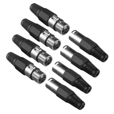 Abbildung von 4Pack Xlr zu Stecker 3 Polig Kanonenkopf, Dmx Buchse Nl4fc Terminal Connector, zum Löten Male und Female Kupplung Mikrofon Adapter Einbaubuchse