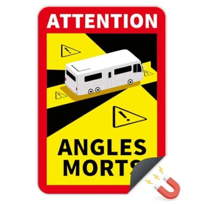Abbildung von Finest Folia Angles Morts Magnetfolie je 25x17cm für Fahrzeuge Pflicht ab 3,5 t in Frankreich Warnung Toter Winkel Magnet uv wetterfest langlebig magnetisch RV004 (Wohnmobil Magnet, 3 Sticker)