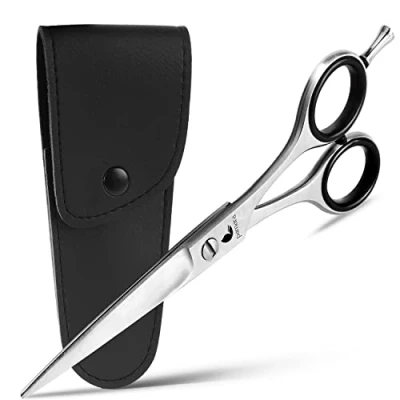 Abbildung von Pamara Haarschere Premium, Extra scharfe Friseurschere oder Effilierschere, scharfer und präziser Schnitt, Perfekter Haarschnitt für Damen Herren, Haarschneideschere jedes Haar, Etui