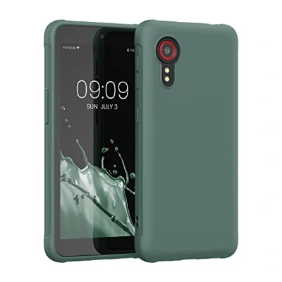 Abbildung von kwmobile Hülle kompatibel mit Samsung Galaxy Xcover 5 weiches TPU Silikon Case Cover geeignet für kabelloses Laden Blaugrün