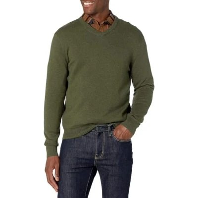 Abbildung von Amazon Essentials Herren Pullover mit V Ausschnitt (in Übergröße erhältlich), Olivenheide, L