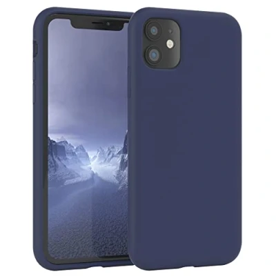 Abbildung von EAZY CASE Premium Silikon Handyhülle kompatibel mit iPhone 11, Slimcover Kameraschutz und Innenfutter, Silikonhülle, Schutzhülle, Bumper, Handy Case, Hülle, Softcase, Nachtblau, Blau