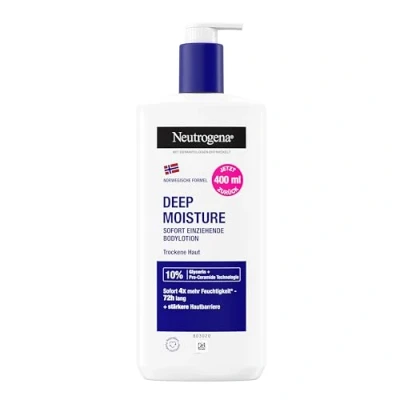 Abbildung von Neutrogena Norwegische Formel Deep Moisture sofort einziehende Bodylotion (400 ml) für mehr Feuchtigkeit bei trockener Haut