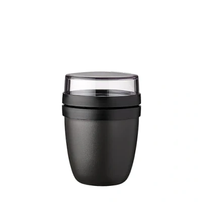 Abbildung von Mepal Müslibecher to go Klein praktischer Joghurtbecher Unterteilung für Joghurt &amp; Müsli Geeignet Gefrierschrank, Mikrowelle Spülmaschine 300 ml + 120 Nordic Black