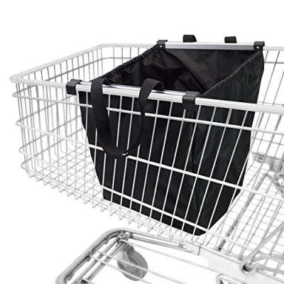 Abbildung von achilles Easy Shopper Alu, Faltbare Einkaufswagentasche, Einkaufstasche passend für alle gängigen Einkaufswagen, schwarz, 33x50x38cm
