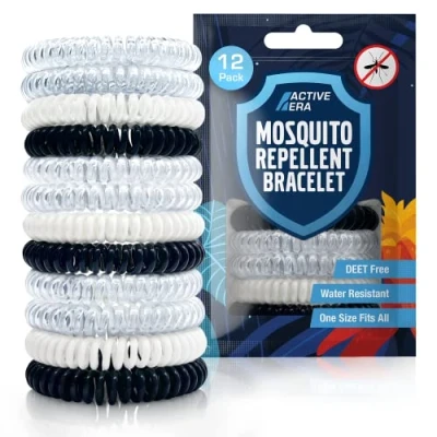 Abbildung von Active Era Mückenschutz Armband (12 Stk), Mückenabwehr Outdoor, Camping Mückenarmband für Kinder &amp; Erwachsene Natürlicher Anti Mücken Schutz, Wasserfest, 10 Tage 100% DEET frei Modern