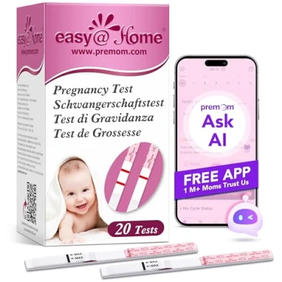 Abbildung von Easy@Home 20 x Schwangerschaftstest Frühtest 10 miu/ml Empfindliches und Schnelles Test Frühschwangerschaftstest Ultra Schwangerschaft Streifen (20 HCG Tests)
