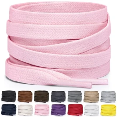 Abbildung von Miscly Schnürsenkel Flach Gewachst Reißfest für Steifel und Lederschuhe 100% Baumwolle Ø 6mm (91 cm, Rosa)
