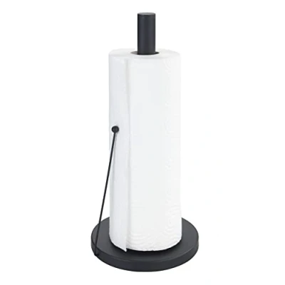 Abbildung von WENKO Küchenrollenhalter Clayton, Black Outdoor Kitchen Rollenhalter für alle gängigen Küchenrollen in Schwarz, freistehender Halter aus pulverbeschichtetem Metall, Küchenzubehör misst Ø 15 x 33 cm