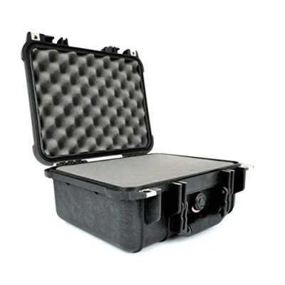 Abbildung von PELI 1400 Koffer für Kamera, Linsen, Drohnen, Empfindliches Elektronisches Equipment, IP67 Wasser und Staubdicht, 9L Volumen, Mit Schaumstoffeinlage (Anpassbar), Schwarz