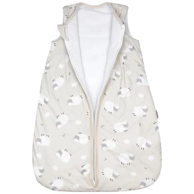 Abbildung von TupTam Schlafsack Baby 2.5 TOG Atmungsaktiver Ganzjahresschlafsack für Kinder, OEKO TEX zertifiziert, Farbe: Schafe Zahlen Beige Weiß, Größe: 80 86