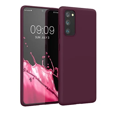 Abbildung von kwmobile Hülle kompatibel mit Samsung Galaxy S20 FE weiches TPU Silikon Case Cover geeignet für kabelloses Laden Bordeaux Violett