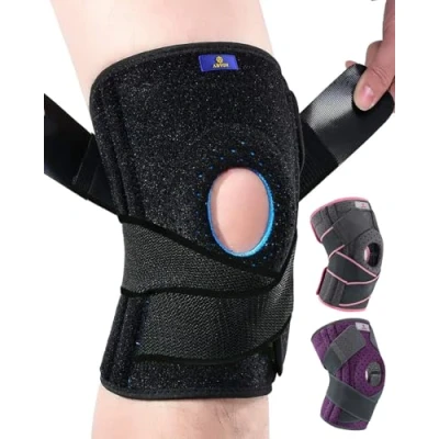 Abbildung von ABYON Kniebandage Verstellbare für Männer Damen, Knieorthesen mit Seitlichen Stabilisatoren und Patella Gelpolstern Knieschmerz, Meniskusriss, Arthritis, Gelenkschmerz (L/XL)