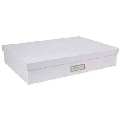 Abbildung von Bigso Box of Sweden SVERKER Dokumentenbox für Unterlagen im A3 Format Schreibtischablage mit Deckel und Griff Aufbewahrungsbox aus Faserplatte Papier weiß