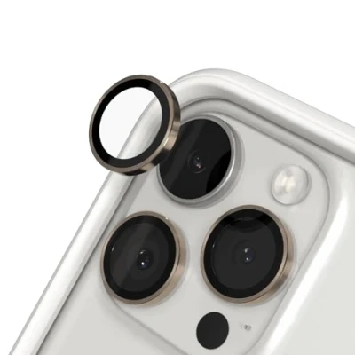 Abbildung von RhinoShield 9H Tempered Glass Kameraprotektoren, kompatibel mit [iPhone 16 Pro / Max] Stoß und Kratzfest, hohe Klarheit, explosionssicheren Schutz, Anti Beschlag Technologie Gold