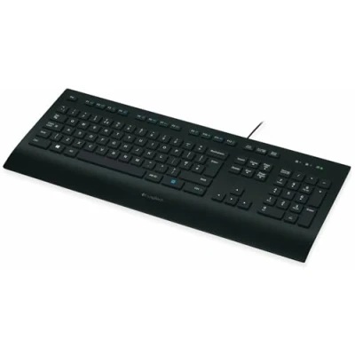 Abbildung von Logitech K280e Pro Kabelgebundene Business Tastatur für Windows, Linux und Chrome, USB Anschluss, Handballenauflage, Spritzwassergeschützt, PC/Laptop, Deutsches QWERTZ Layout Schwarz