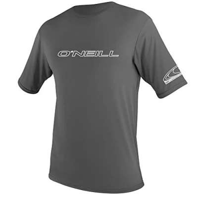 Abbildung von O&#039;Neill Wetsuits Men&#039;s Basic Skins Short Sleeve Sun Shirt Rash Vest, Graphite, XL