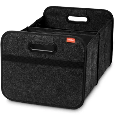 Abbildung von achilles Auto Faltbox XL Filz Kofferraumtasche mit großem Stauraum große Einkaufstasche Aufbewahrungsbox für organisiertes Verstauen (Anthrazit)