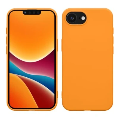 Abbildung von kwmobile Hülle kompatibel mit Apple iPhone 16e weiches TPU Silikon Case Cover geeignet für kabelloses Laden Fruity Orange