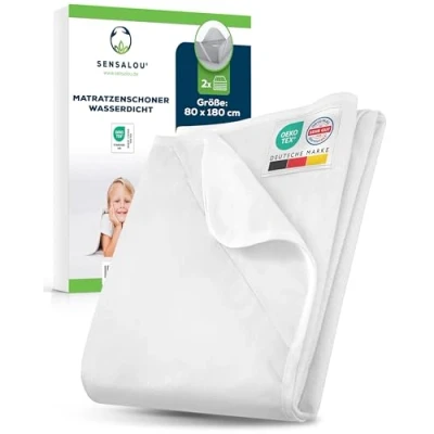 Abbildung von Sensalou Inkontinenz Nässeschutz 80x180 Matratzenauflage wasserdicht 2X Set