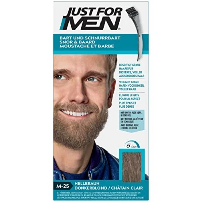 Abbildung von Just For Men Schnurrbart &amp; Bart, Bart Farbe, Tönung, Bartfarbe, Eliminiert Graue Haare Für Ein Volleres Aussehen, Mit Applikatorpinsel, Farbe Hellbraun, M25