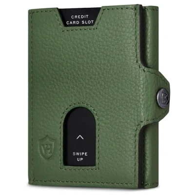 Abbildung von VON HEESEN Slim Wallet mit RFID Schutz Geldbörse Herren klein Mini Geldbeutel Damen Portmonee Kartenetui Echtleder Karten Portemonnaie Leder Kreditkartenetui Grün