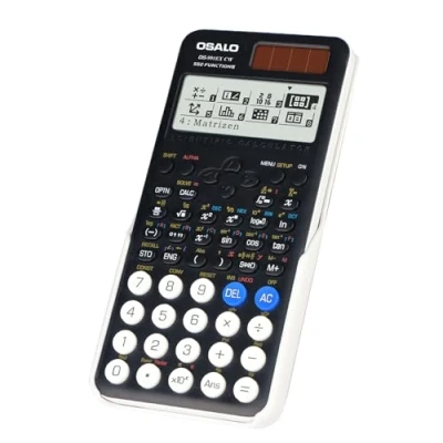 Abbildung von OSALO Wissenschaftlicher Taschenrechner 552 Funktion 10+2 Stellen Geschriebenes Display Solar und Batterie Rechner Schutzhülle für Schule Schwarz (OS 991EX CW)