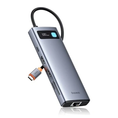 Abbildung von Baseus 9 in 1 Docking Station USB C 4K@120Hz, 2 HDMI dual monitore Hub, 1000Mbp Ethernet, 100W PD,TF/SD Kartenleser, 3.0, Multiport Adapter für MacBook/Dell/HP/Surface/Lenovo &amp; Mehr PC