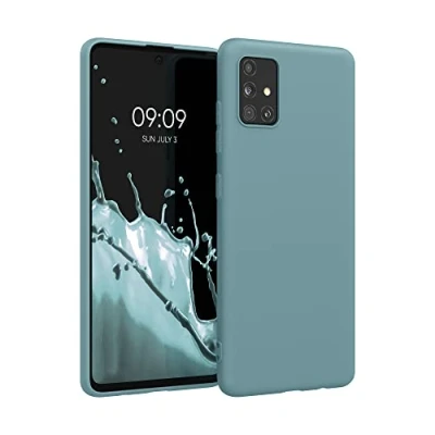 Abbildung von kwmobile Hülle kompatibel mit Samsung Galaxy A51 weiches TPU Silikon Case Cover geeignet für kabelloses Laden Arctic Night