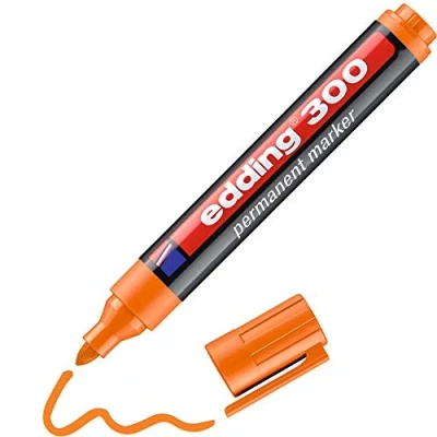 Abbildung von edding 300 Permanentmarker orange 1 Stift Rundspitze 1,5 3 mm wasserfest, schnell trocknend wischfest für Karton, Kunststoff, Glas, Holz, Metall, Glas