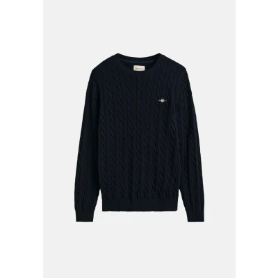 Abbildung von GANT Cable Cneck Strickpullover, Herren, Größe: 4XL, Evening blue