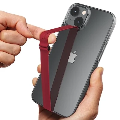 Abbildung von Sinjimoru Silikon Handy Halterung für Finger mit Clip, Fingerhalter Handyhülle iPhone Phone Strap Fingerhalterung &amp; Android. Sinji Loop Clip 230 Wein Rot