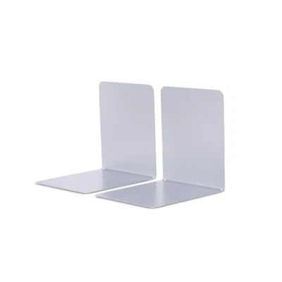 Abbildung von MAUL Buchstütze aus Metall (2er Pack) 14x12x14cm Bücherhalter, Organzier für Kinder, Bücher, Büro, Regal Bücherstütze möbelschonend stabilem Stilvoller Buchhalter Silber