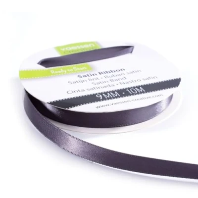 Abbildung von Vaessen Creative Satinband 9mmx10m Anthrazit, Schleifenband, Dekoband, Bänder zum Basteln, Stoffbänder für Hochzeit, Taufe Und Geburtstagsgeschenke, Grau