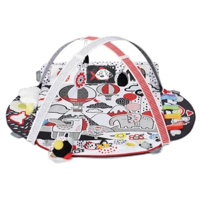Abbildung von Kinderkraft Spielmatte 4SMART, Kontrastreiche sensorische, Lernmatte, Erlebnismatte, Krabbeldecke, Spieldecke, Verstellbare Spielbügel, mit Ball Spielsachen, von Geburt, Mehrfarbig